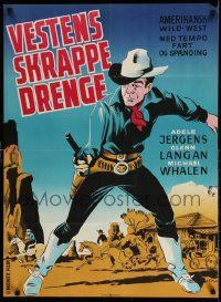 7t237 OUTLAW TREASURE Danish '57 full-length cowboy art of Langdon by Gaston!