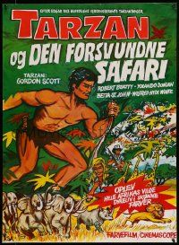 7t246 TARZAN & THE LOST SAFARI Danish R80s great artwork of Gordon Scott in the title role!