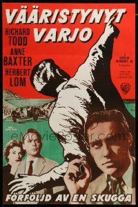 7t079 CHASE A CROOKED SHADOW Finnish '58 Anne Baxter, Richard Todd, cool art!