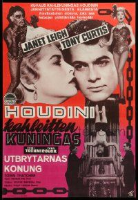 7t084 HOUDINI Finnish '53 different magician Tony Curtis and his sexy assistant Janet Leigh!