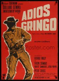 7t384 ADIOS GRINGO French 23x31 '67 cool art of cowboy Giuliano Gemma with gun, spaghetti western!