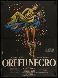 7t387 BLACK ORPHEUS French 23x31 '59 Marcel Camus' Orfeu Negro, best art by Georges Allard!