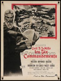 7t435 TEN COMMANDMENTS style A French 24x32 '58 Cecil B. DeMille classic, Charlton Heston as Moses