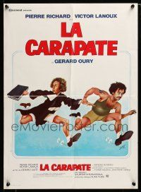 7t375 OUT OF IT French 16x22 '78 Gerard Oury's La Carapate, wacky art of guys on the run!