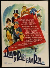 7t443 WHEN COMEDY WAS KING French 20x28 '60 Charlie Chaplin, Buster Keaton, Boris Grinsson art!