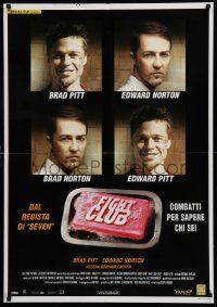 7t261 FIGHT CLUB Italian 1sh '99 portraits of Edward Norton and Brad Pitt & bar of soap!