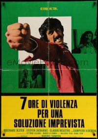 7t265 7 HOURS OF VIOLENCE set of 2 Italian 26x37 pbustas '76 Michele Massimo Tarantini, Hilton!