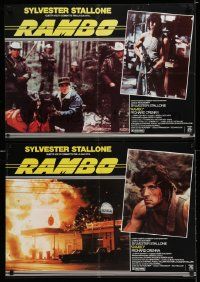 7t308 FIRST BLOOD set of 2 Italian 19x26 pbustas '82 Sylvester Stallone as John Rambo, action!