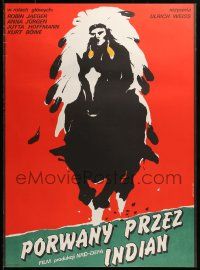 7t837 BLUEBIRD Polish 27x36 '80 Blauvogel, cool Danka art of Native American on horseback!