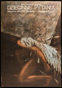 7t841 CHILDISH QUESTIONS Polish 27x38 '81 Andrzej Pagowski art of angel crushed beneath heavy rock