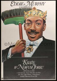 7t842 COMING TO AMERICA Polish 26x38 '89 great artwork of African Prince Eddie Murphy by Watkuski!
