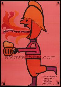 7t792 FIREMEN'S BALL Polish 23x33 '68 Milos Forman, great wacky Flisak art!