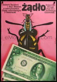 7t819 STING Polish 23x33 '75 cool completely different art of bees with cash by Elzbieta Procka!