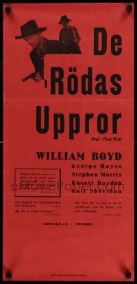7t183 HOPALONG CASSIDY RETURNS Swedish stolpe R58 cowboy William Boyd in the title role!