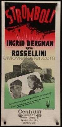 7t195 STROMBOLI Swedish stolpe '50 Ingrid Bergman, Roberto Rossellini, different volcano art!