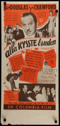 7t201 THEY ALL KISSED THE BRIDE Swedish stolpe '48 different Joan Crawford & Melvyn Douglas!