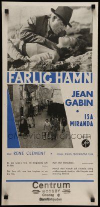 7t204 WALLS OF MALAPAGA Swedish stolpe '50 Rene Clement, cool art of Jean Gabin & Isa Miranda!