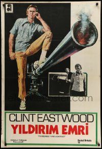 7t367 THUNDERBOLT & LIGHTFOOT Turkish '75 art of Clint Eastwood with HUGE gun by McGinnis!