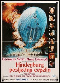 7t946 HINDENBURG Yugoslavian 20x27 '75 George C. Scott & all-star cast, zeppelin crash!