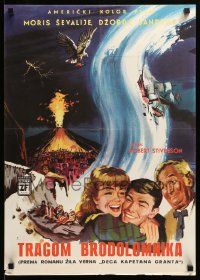 7t951 IN SEARCH OF THE CASTAWAYS Yugoslavian 18x26 '62 Jules Verne, Hayley Mills in adv. avalanch!