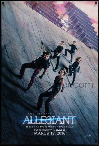 7w527 ALLEGIANT teaser DS 1sh '16 Divergent Series, Shailene Woodley, Naomi Watts, on side of wall!