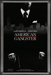 7w533 AMERICAN GANGSTER DS teaser 1sh '07 close-up of Denzel Washington, Ridley Scott directed!