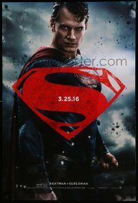 7w561 BATMAN V SUPERMAN teaser DS 1sh '16 waist-high image of Henry Cavill in title role!