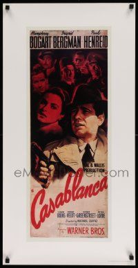 7w376 CASABLANCA 17x36 commercial poster '83 Humphrey Bogart, Ingrid Bergman, cool insert style!
