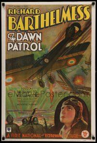 7w385 DAWN PATROL 20x29 commercial poster '70s art of Richard Barthelmess & WWI dogfight!
