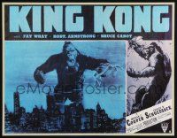 7w408 KING KONG 22x34 commercial poster '80s Fay Wray, Armstrong, giant ape on rampage!