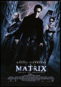 7w419 MATRIX 27x39 French commercial poster '99 Keanu Reeves, Moss, Fishburne, Wachowskis!