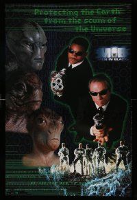 7w420 MEN IN BLACK 23x35 commercial poster '97 Will Smith & Tommy Lee Jones w/aliens & huge guns!