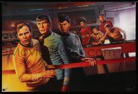 7w437 STAR TREK CREW 27x40 commercial poster '91 art of classic sci-fi cast on bridge!