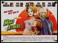 7w211 MARS ATTACKS! English 12x16 '96 directed by Tim Burton, wacky sci-fi art by Philip Castle!