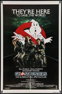7w674 GHOSTBUSTERS int'l 1sh '84 Bill Murray, Aykroyd & Harold Ramis are here to save the world!