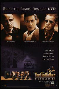 7w335 GODFATHER DVD COLLECTION 27x40 video poster '01 portraits of Marlon Brando & Al Pacino!