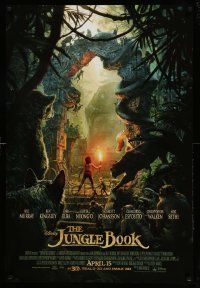 7w759 JUNGLE BOOK advance DS 1sh '16 Walt Disney, Mowgli with Shere Khan, Kaa and more!