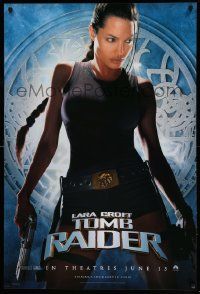 7w772 LARA CROFT TOMB RAIDER teaser 1sh '01 sexy Angelina Jolie, from popular video game!