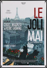 7w792 LE JOLI MAI 1sh R13 Chris Marker, great artwork of Paris & cats by Jean-Philippe Stassen!
