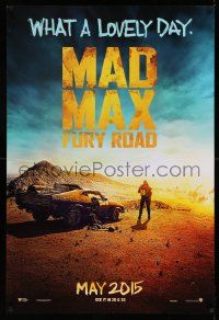 7w796 MAD MAX: FURY ROAD teaser DS 1sh '15 Tom Hardy in the title role with his V8 Interceptor car!