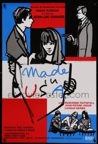 7w798 MADE IN U.S.A. 1sh R09 Jean-Luc Goddard, Anna Karina, great Keiko Kimura art!