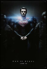 7w801 MAN OF STEEL teaser DS 1sh '13 Henry Cavill in the title role as Superman handcuffed!
