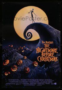 7w834 NIGHTMARE BEFORE CHRISTMAS DS 1sh '93 Tim Burton, Disney, great Halloween horror image!