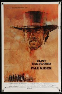 7w845 PALE RIDER 1sh '85 great different art of cowboy Clint Eastwood by Grove!