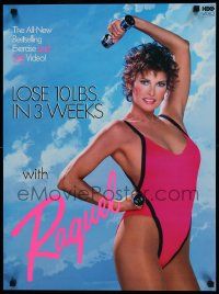 7w349 RAQUEL WELCH 20x26 video poster '88 super sexy image in pink bathing suit working out!