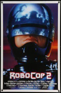 7w893 ROBOCOP 2 int'l 1sh '90 cool close-up of cyborg policeman Peter Weller, sci-fi sequel!