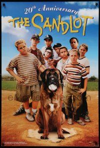 7w351 SANDLOT 27x40 video poster R13 great image of best buddies on baseball field!