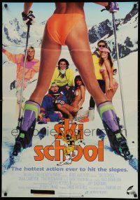 7w356 SKI SCHOOL 27x39 Canadian video poster '90 Dean Cameron, Tom Bresnahan, image of sexy skier!