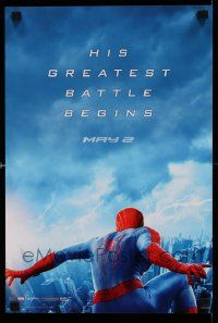 7w472 AMAZING SPIDER-MAN 2 2-sided mini poster '14 Andrew Garfield, his greatest battle begins!