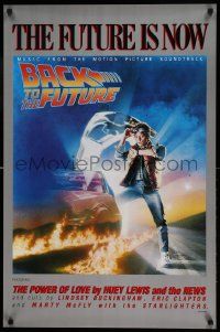 7w095 BACK TO THE FUTURE 23x35 music poster '85 art of Michael J. Fox & Delorean by Struzan!